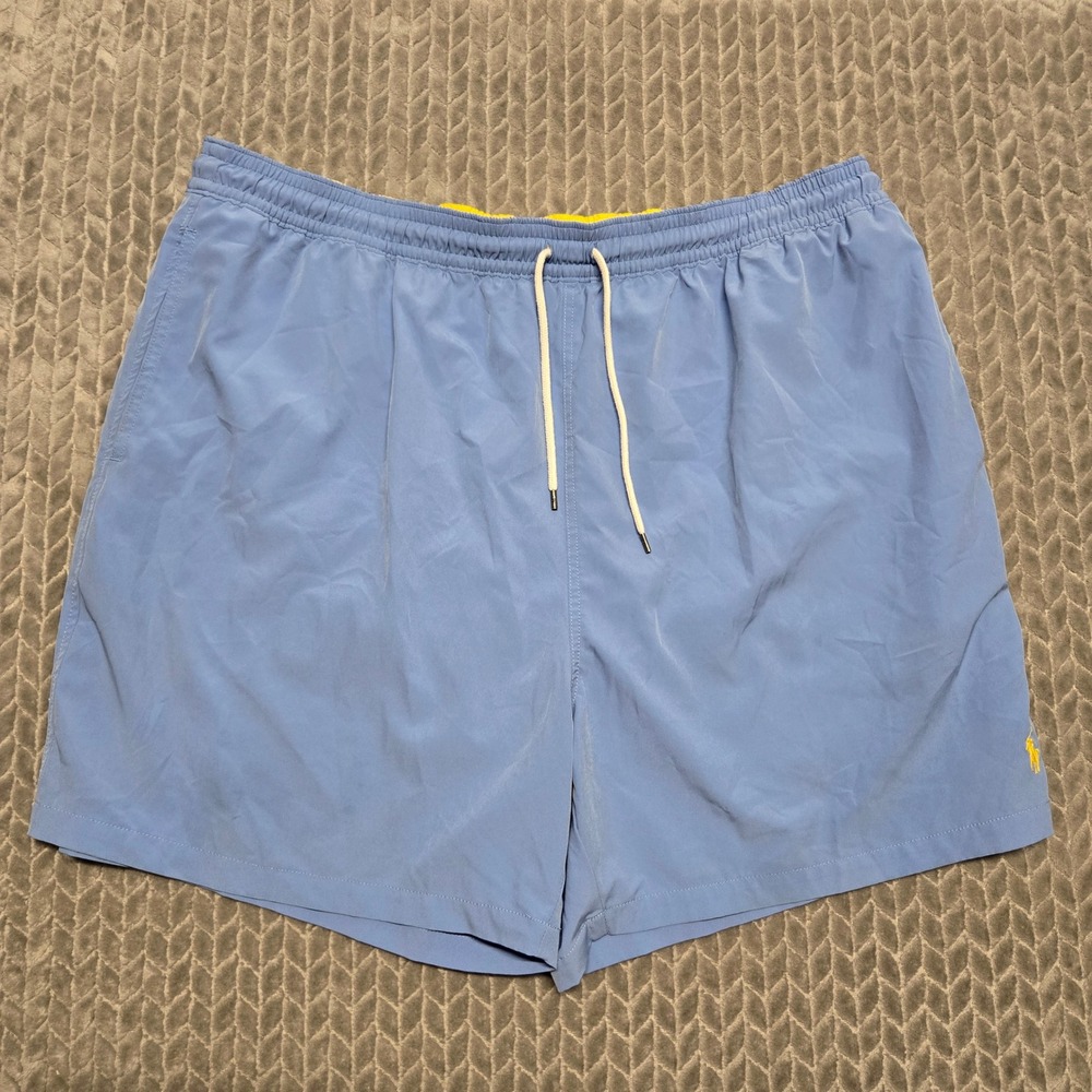 Polo Ralph Lauren Traveler Mens Light Blue Swim Trunks 3XB Mesh Lined Stretch